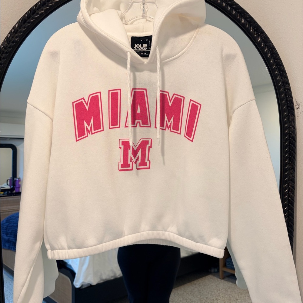 Jolie White Hoodie with Pink Miami Print